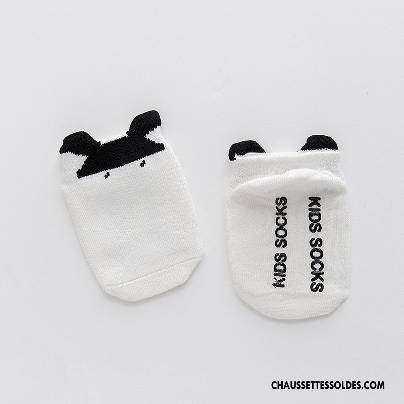 Chaussettes Courtes Garçon Dessin Animé Absorber La Sueur Rayé Coton Bio Bébé Enfant Blanc