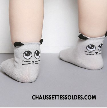 Chaussettes Courtes Garçon Dessin Animé Asymétrie Bébé Chaussette Courte Coton Bio L'automne Gris