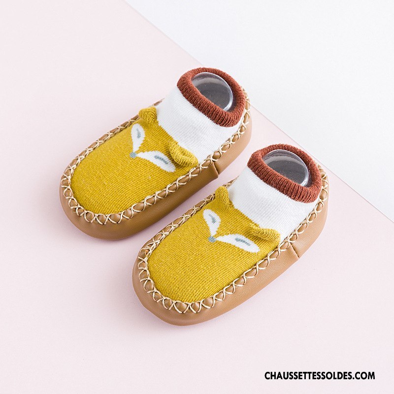 Chaussettes Courtes Garçon Dessin Animé Enfant Charmant Bébé Antidérapant Jaune