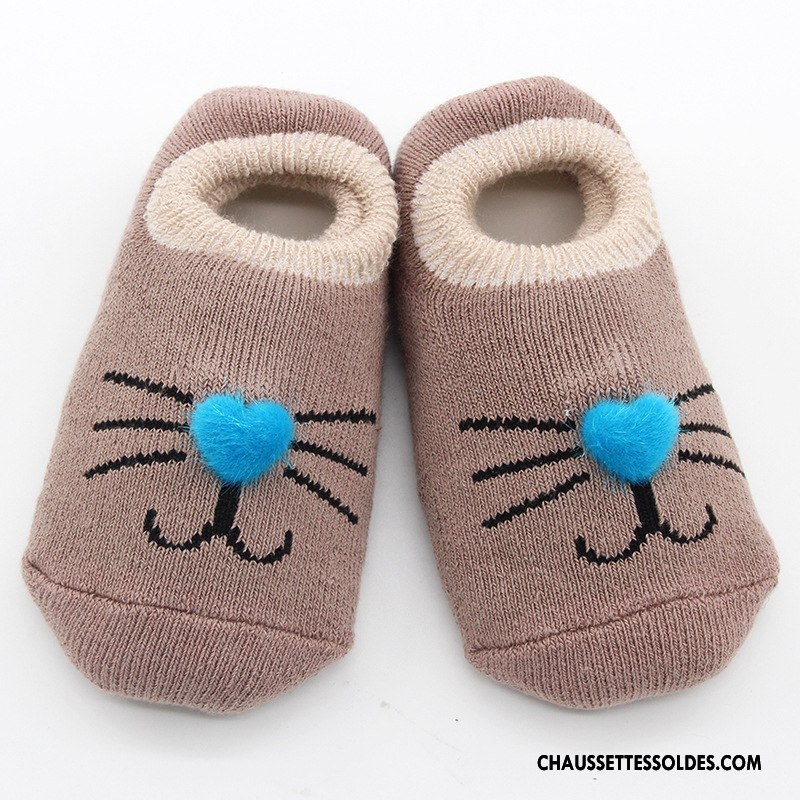Chaussettes Courtes Garçon Dessin Animé Hiver Bébé Enfant Coton Bio Chaussette Basse Coupée Marron / Brun