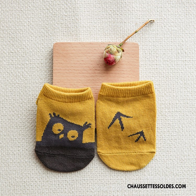 Chaussettes Courtes Garçon Enfant Chaussette Basse Coupée Charmant Coton Bio Bébé Matelassé Jaune