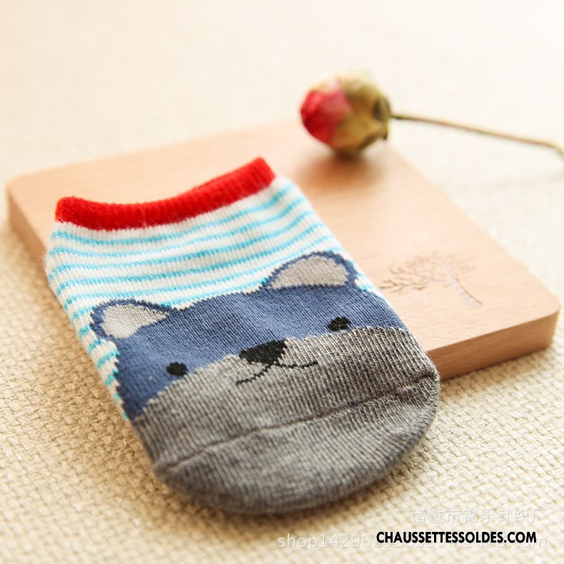 Chaussettes Courtes Garçon Printemps 100% Coton Enfant Antidérapant Le Nouveau Coton Bio Bleu Marin