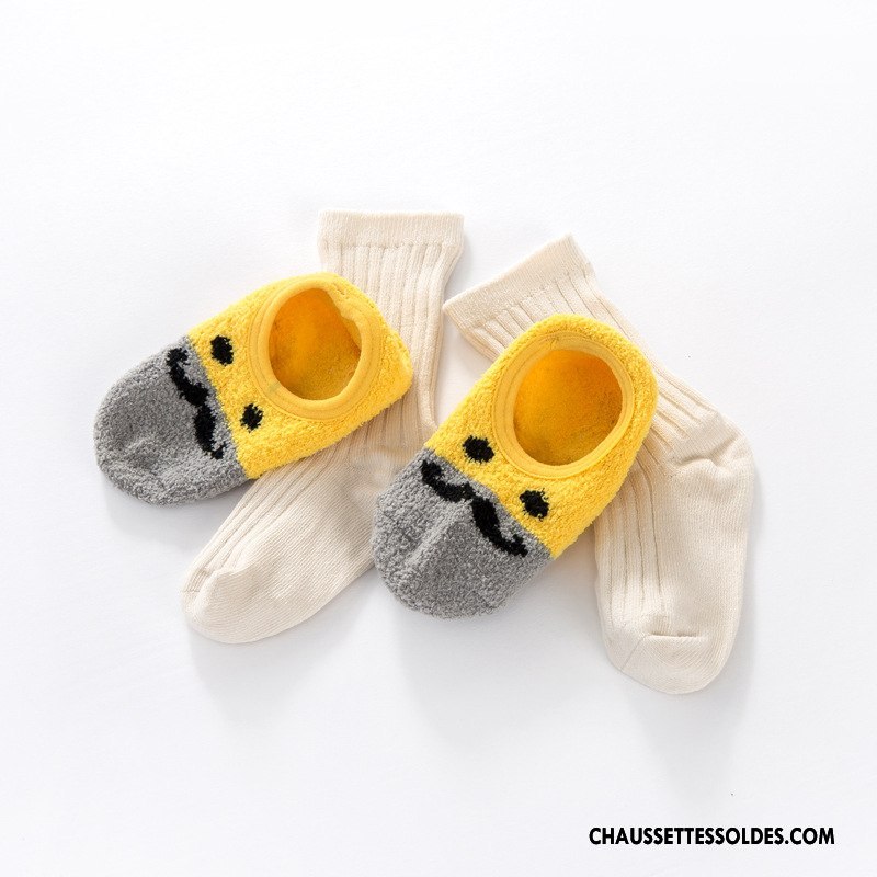 Chaussettes Courtes Garçon Renforcé Bébé Antidérapant Hiver L'automne Chaussette Basse Coupée Gris