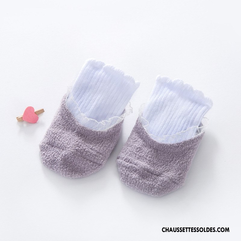 Chaussettes Courtes Garçon Renforcé Bébé Antidérapant Hiver L'automne Chaussette Basse Coupée Gris