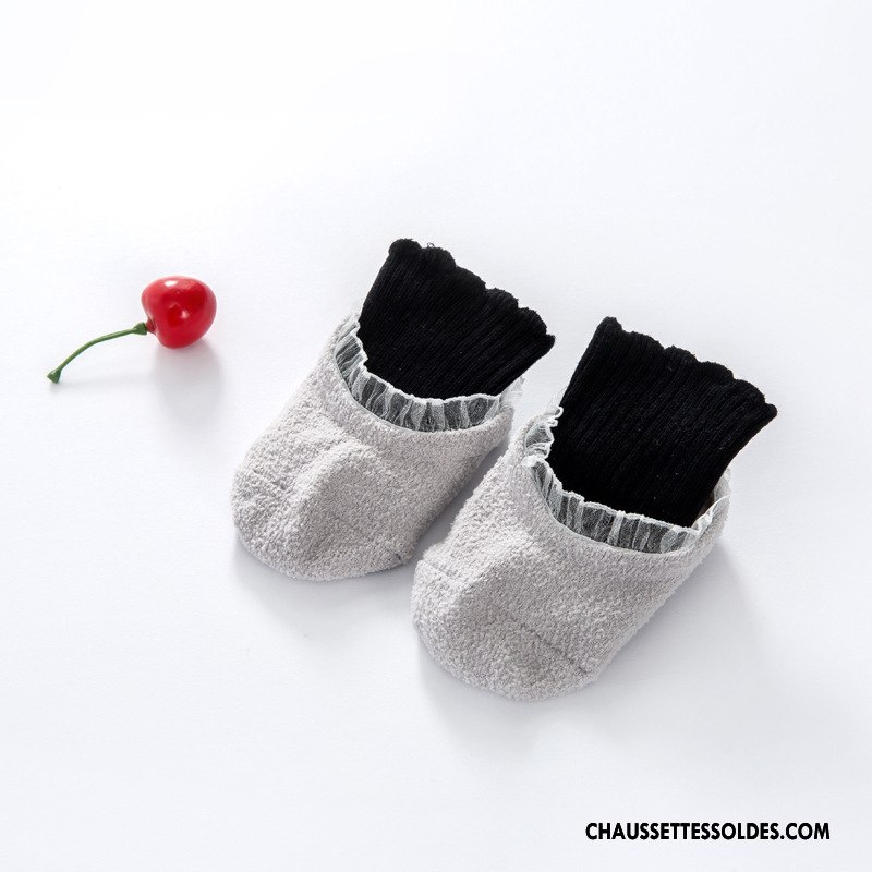 Chaussettes Courtes Garçon Renforcé Bébé Antidérapant Hiver L'automne Chaussette Basse Coupée Gris