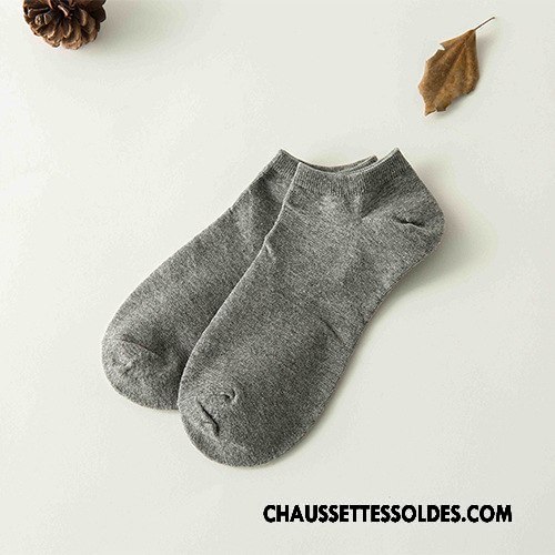 Chaussettes Courtes Homme 100% Coton Casual Milieu Respirant Chaussette Basse Coupée Pure Gris Clair