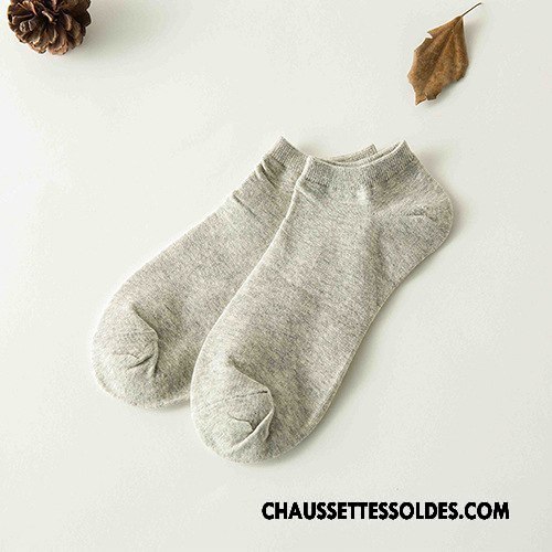 Chaussettes Courtes Homme 100% Coton Casual Milieu Respirant Chaussette Basse Coupée Pure Gris Clair