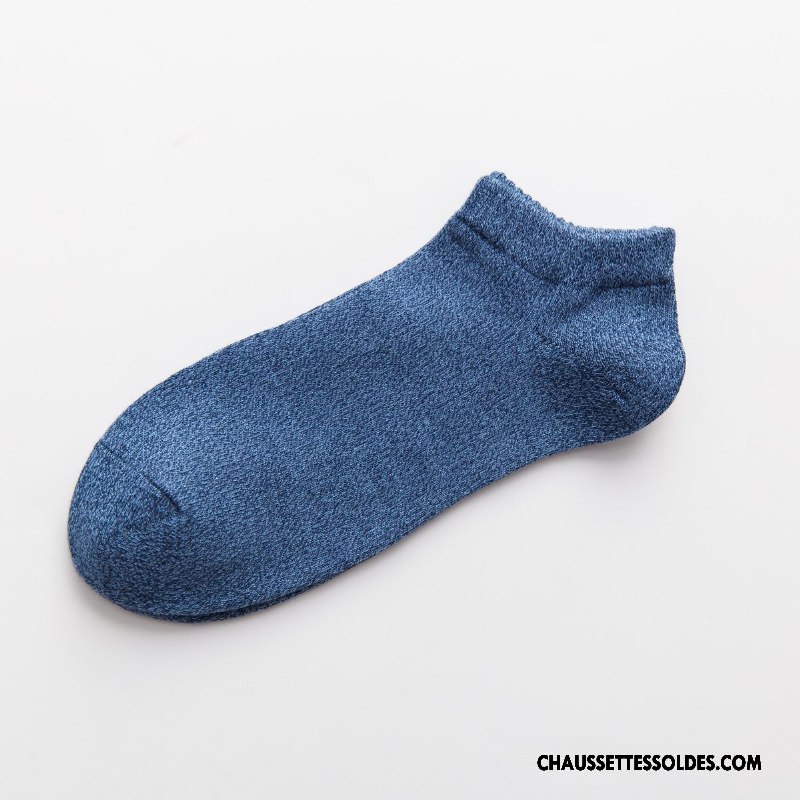 Chaussettes Courtes Homme 100% Coton Chaussette Basse Coupée Le Nouveau L'automne Hiver Casual Pure Bleu Clair