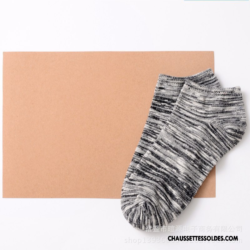 Chaussettes Courtes Homme 100% Coton Chaussette Courte Matelassé Chaussette Basse Coupée Rétro Style National Bleu Clair