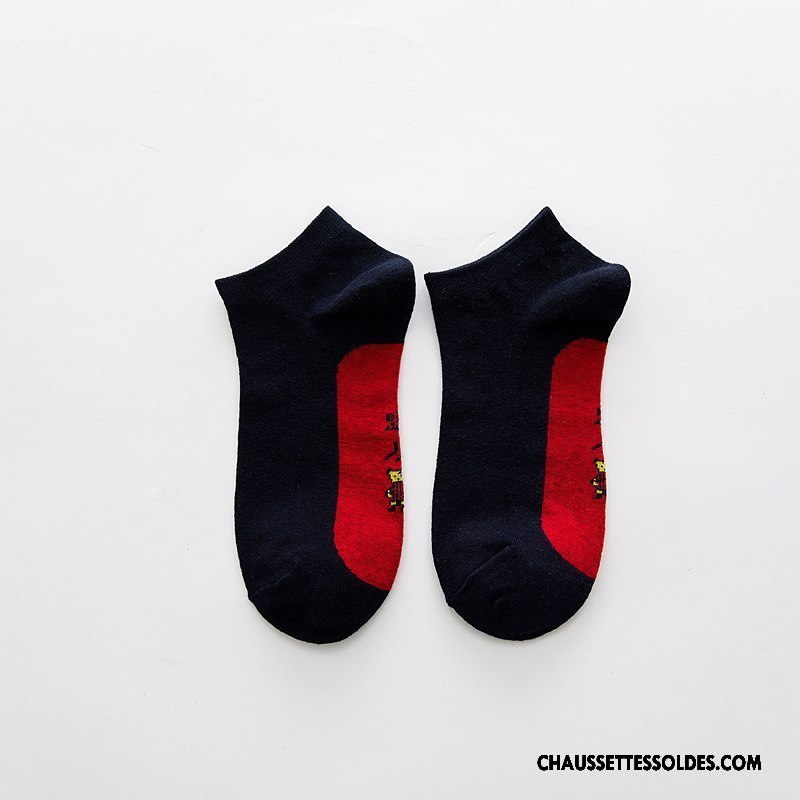 Chaussettes Courtes Homme 100% Coton Pente Invisible Été Chaussette Basse Coupée Couleurs Mixtes Noir