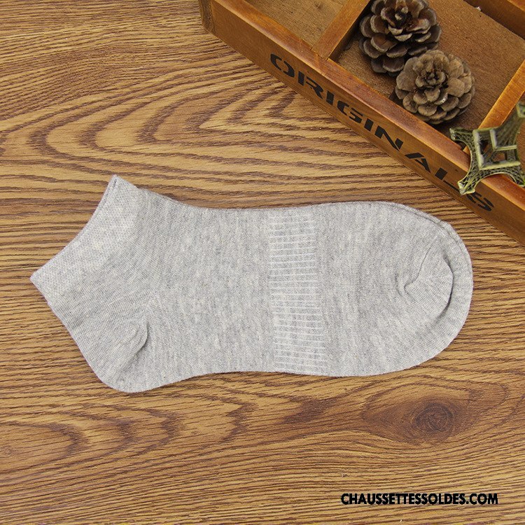 Chaussettes Courtes Homme 100% Coton Printemps Été Le Nouveau De Travail Chaussette Basse Coupée Pure Gris