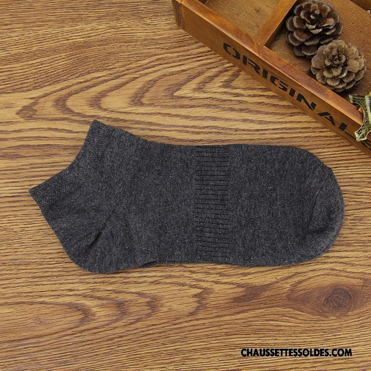 Chaussettes Courtes Homme 100% Coton Printemps Été Le Nouveau De Travail Chaussette Basse Coupée Pure Gris