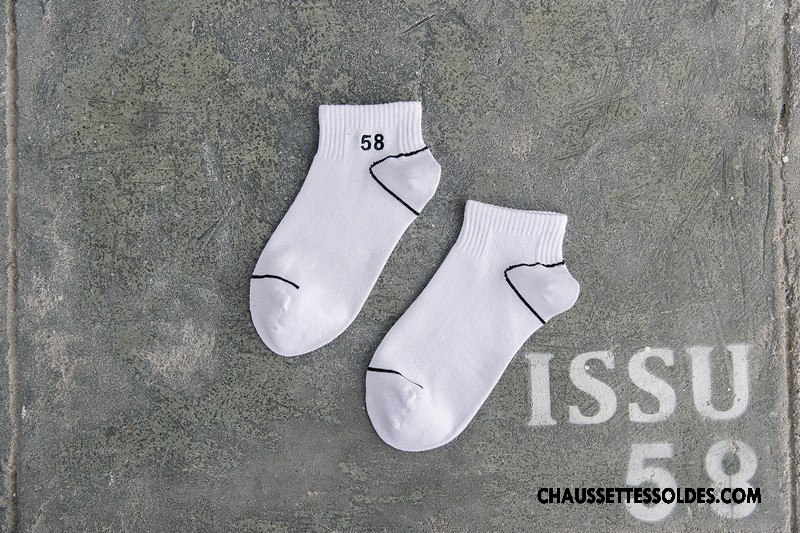 Chaussettes Courtes Homme 100% Coton Tendance Toutes Les Saisons Anti-odeur Femme Numérique Blanc Noir Gris