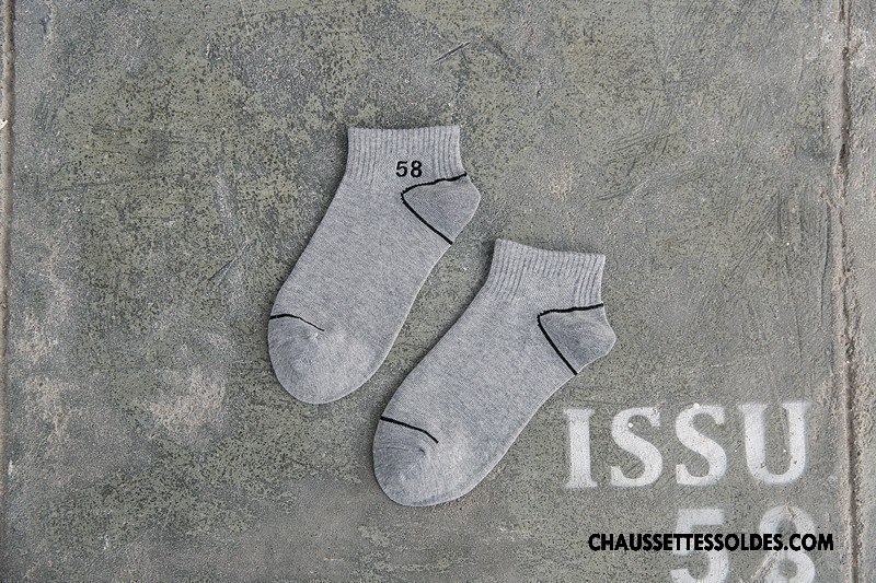 Chaussettes Courtes Homme 100% Coton Tendance Toutes Les Saisons Anti-odeur Femme Numérique Blanc Noir Gris
