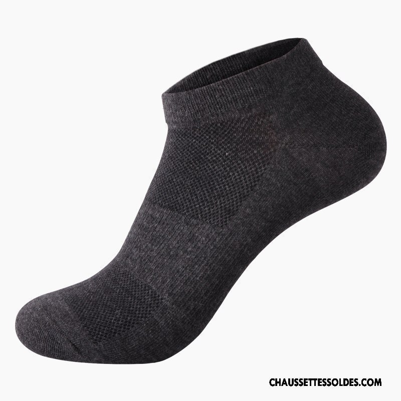 Chaussettes Courtes Homme Absorber La Sueur Anti-odeur Respirant 100% Coton Invisible Coton Bio Pure Gris