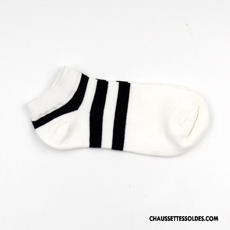 Chaussettes Courtes Homme Absorber La Sueur Invisible Anti-odeur 100% Coton Tendance Rayé Noir