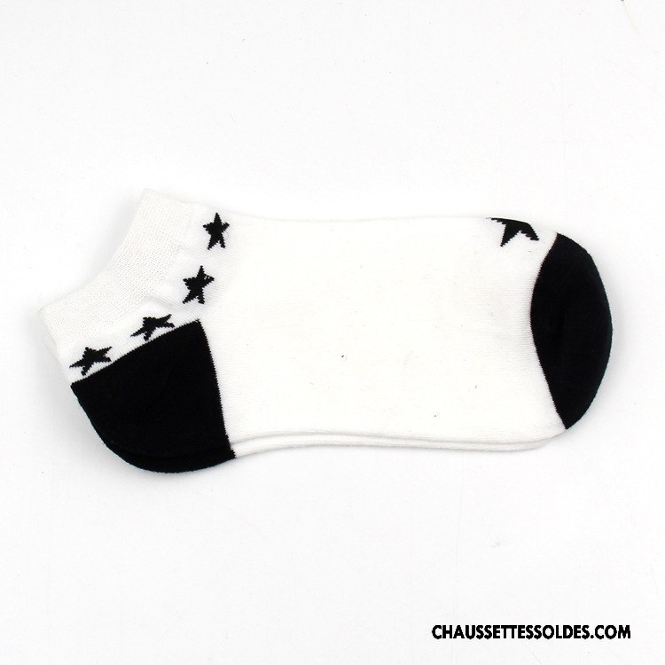 Chaussettes Courtes Homme Absorber La Sueur Invisible Anti-odeur 100% Coton Tendance Rayé Noir