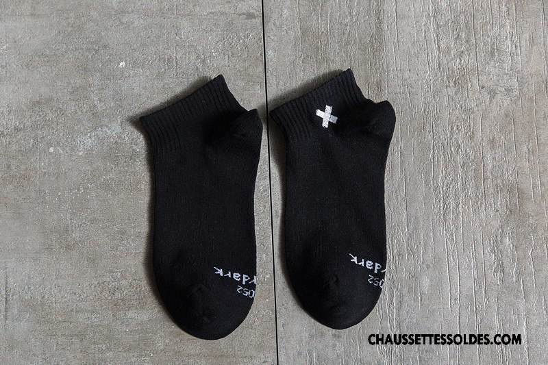 Chaussettes Courtes Homme Anti-odeur Chaussette Courte Chaussette Basse Coupée Femme Tendance Brodé Blanc Noir Gris