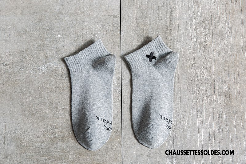 Chaussettes Courtes Homme Anti-odeur Chaussette Courte Chaussette Basse Coupée Femme Tendance Brodé Blanc Noir Gris
