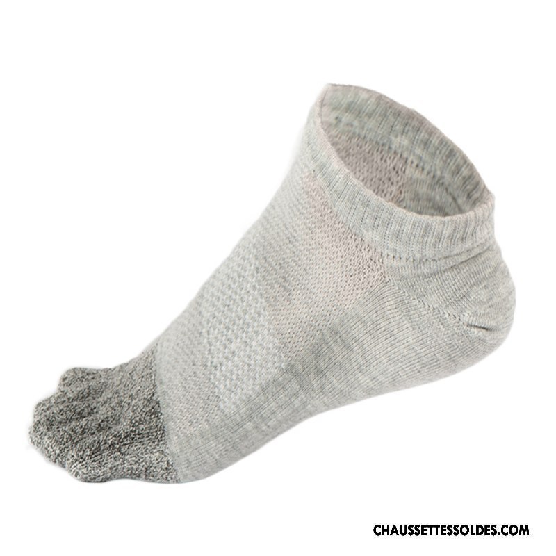 Chaussettes Courtes Homme Anti-odeur Engrener Antibactérien Cinq Doigts Respirant Blanc