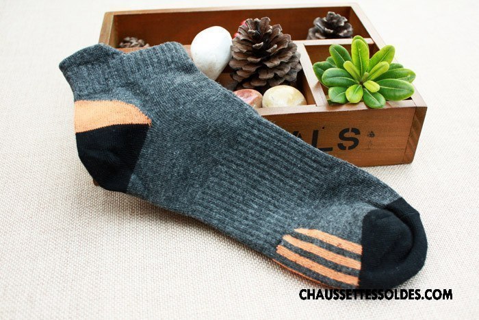 Chaussettes Courtes Homme Basket Matelassé Mouvement Le Nouveau Respirant Chaussette Basse Coupée Gris