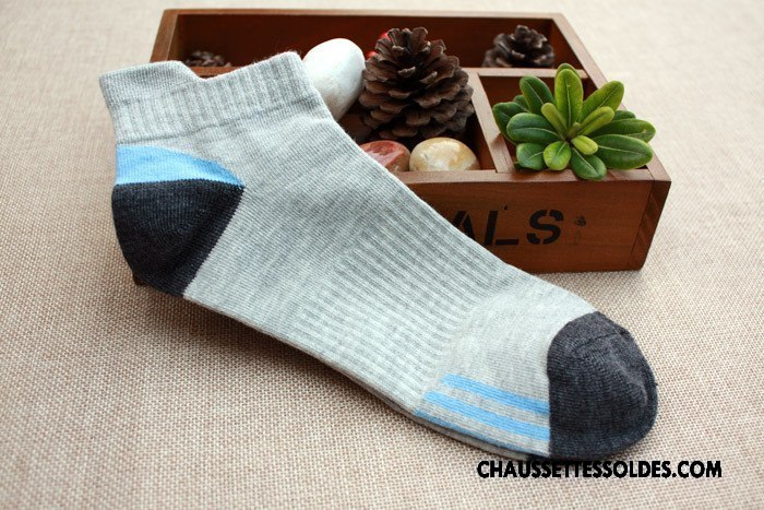 Chaussettes Courtes Homme Basket Matelassé Mouvement Le Nouveau Respirant Chaussette Basse Coupée Gris