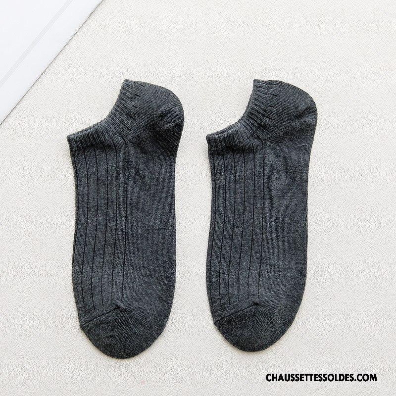 Chaussettes Courtes Homme Basse 100% Coton Le Nouveau Hiver L'automne Pure Gris