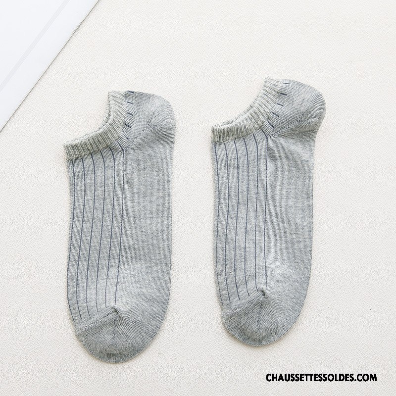 Chaussettes Courtes Homme Basse 100% Coton Le Nouveau Hiver L'automne Pure Gris