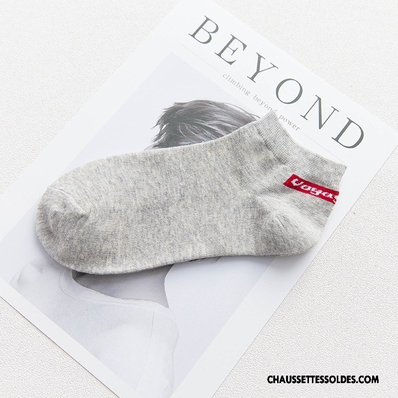 Chaussettes Courtes Homme Casual Chaussette Basse Coupée Légère Été Mode 100% Coton Pure Gris