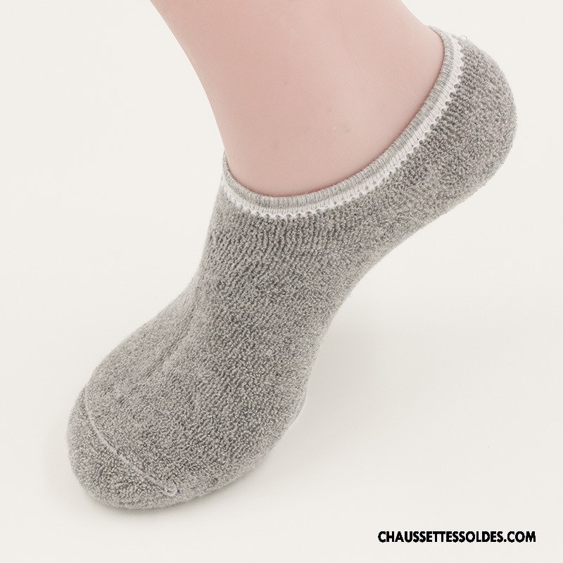 Chaussettes Courtes Homme Casual Renforcé Classique Plus De Velours Hiver L'automne Pure Gris