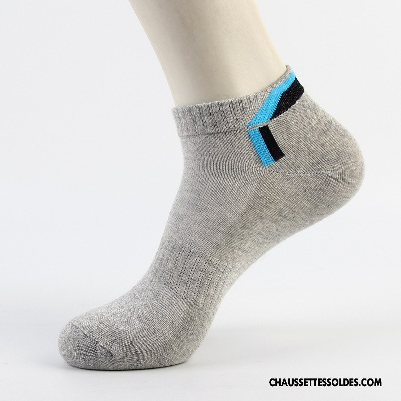 Chaussettes Courtes Homme Chaussette Basse Coupée Absorber La Sueur 100% Coton Chaussette Courte Triangle Mouvement Couleurs Mixtes Gris