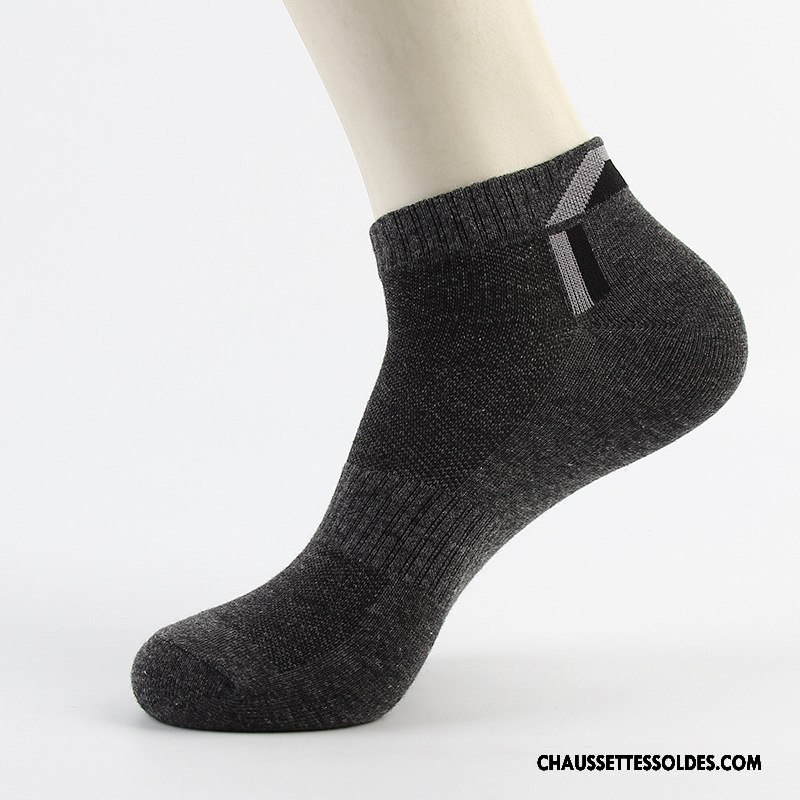 Chaussettes Courtes Homme Chaussette Basse Coupée Absorber La Sueur 100% Coton Chaussette Courte Triangle Mouvement Couleurs Mixtes Gris