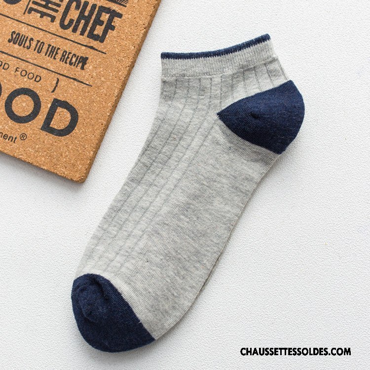 Chaussettes Courtes Homme Chaussette Basse Coupée Chaussette Courte 100% Coton Printemps Coton Bio Invisible Gris Clair Foncé