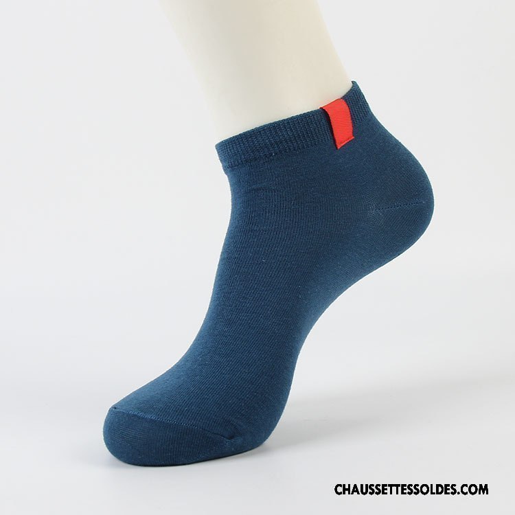 Chaussettes Courtes Homme Chaussette Basse Coupée Coton Bio Printemps Été Chaussette Courte Pure Rouge