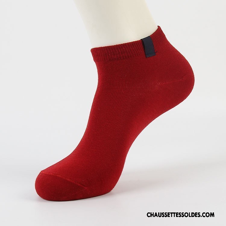 Chaussettes Courtes Homme Chaussette Basse Coupée Coton Bio Printemps Été Chaussette Courte Pure Rouge