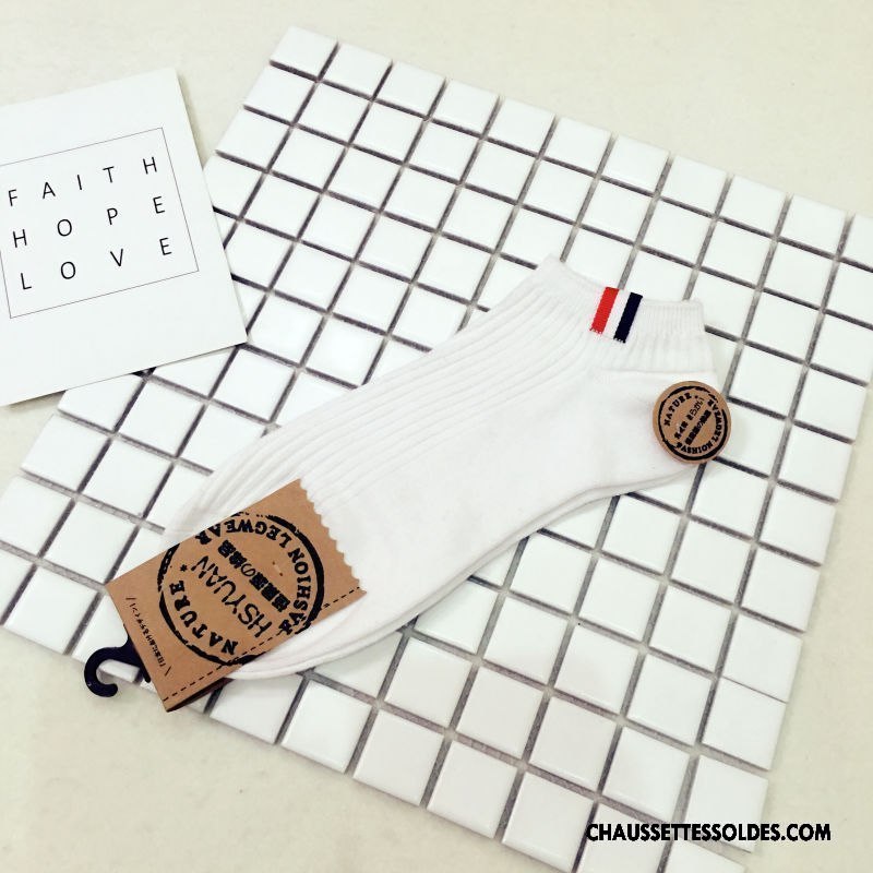 Chaussettes Courtes Homme Chaussette Basse Coupée Le Nouveau Casual Printemps Mouvement 100% Coton Pure Blanc