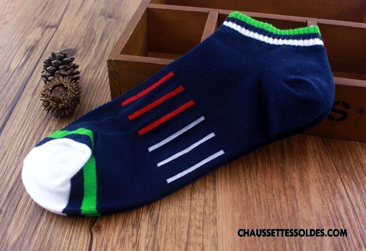Chaussettes Courtes Homme Chaussette Basse Coupée Le Nouveau Mouvement Matelassé Printemps Réseau Bleu Marin
