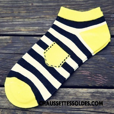 Chaussettes Courtes Homme Chaussette Basse Coupée Style Chaud Toutes Les Saisons Chaussette Courte Tendance Casual Jaune