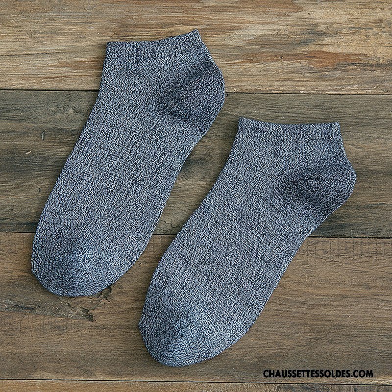 Chaussettes Courtes Homme Chaussette Courte Chaussette Basse Coupée Le Nouveau Matelassé Rétro Gris Clair