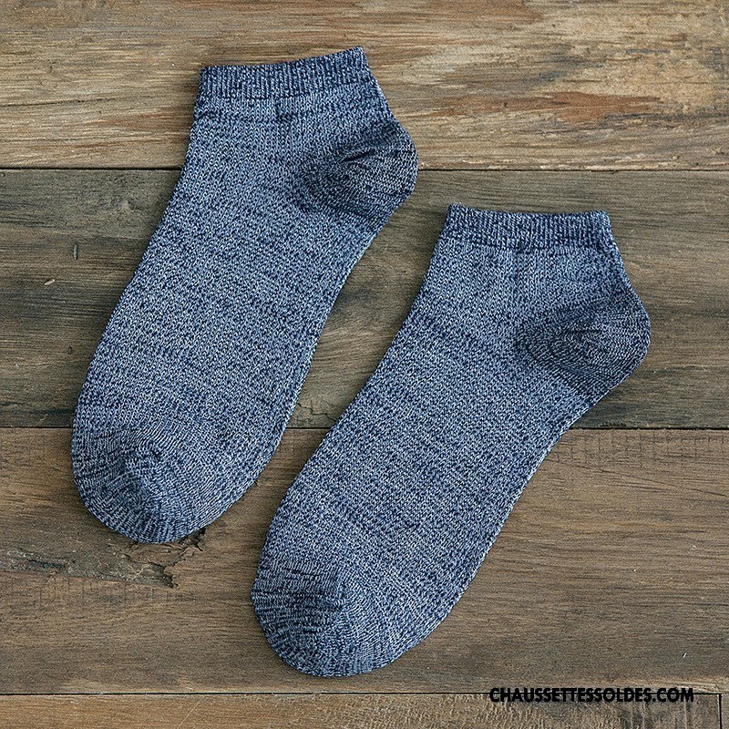 Chaussettes Courtes Homme Chaussette Courte Chaussette Basse Coupée Le Nouveau Matelassé Rétro Gris Clair
