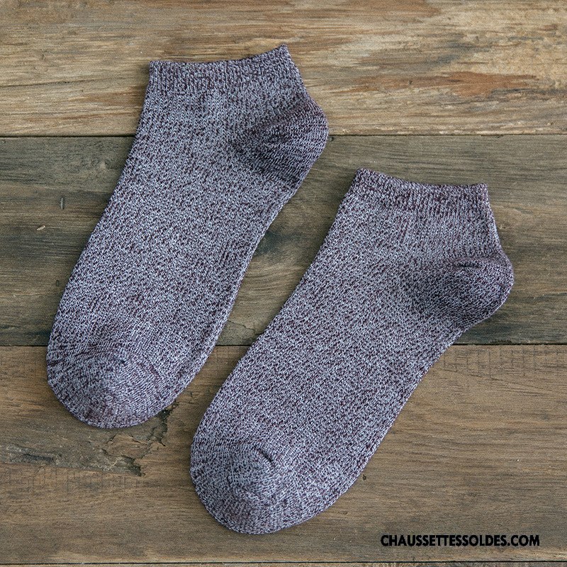 Chaussettes Courtes Homme Chaussette Courte Chaussette Basse Coupée Le Nouveau Matelassé Rétro Gris Clair