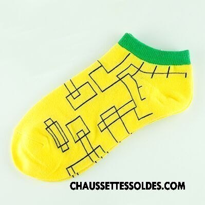 Chaussettes Courtes Homme Chaussette Courte Mouvement Basse Personnalité Été Tendance Blanc Noir Jaune Clair