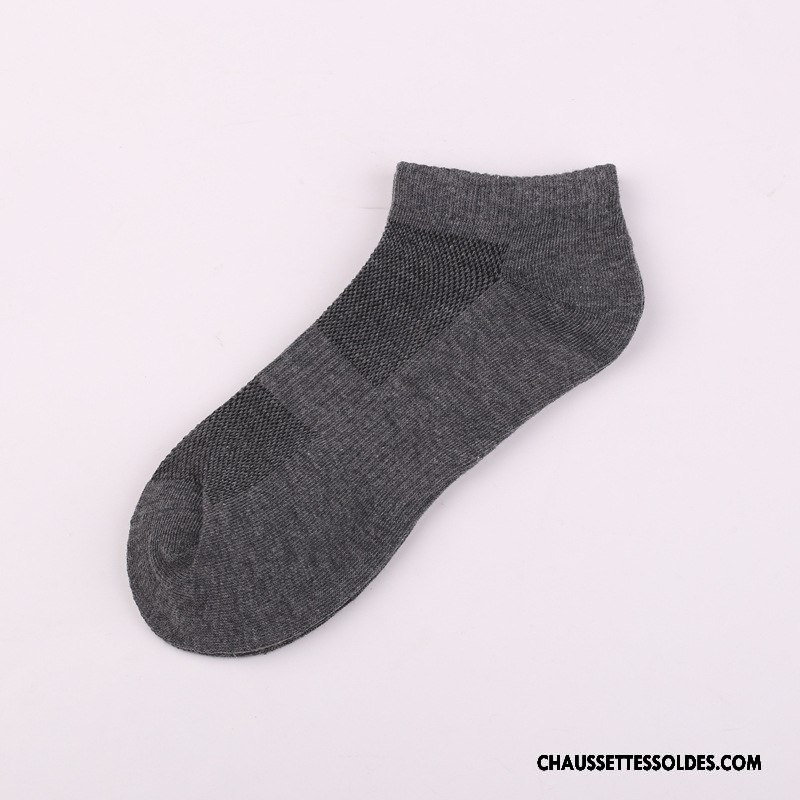 Chaussettes Courtes Homme Chaussette Courte Été Engrener Chaussettes En Coton Légère Casual Pure Gris Clair
