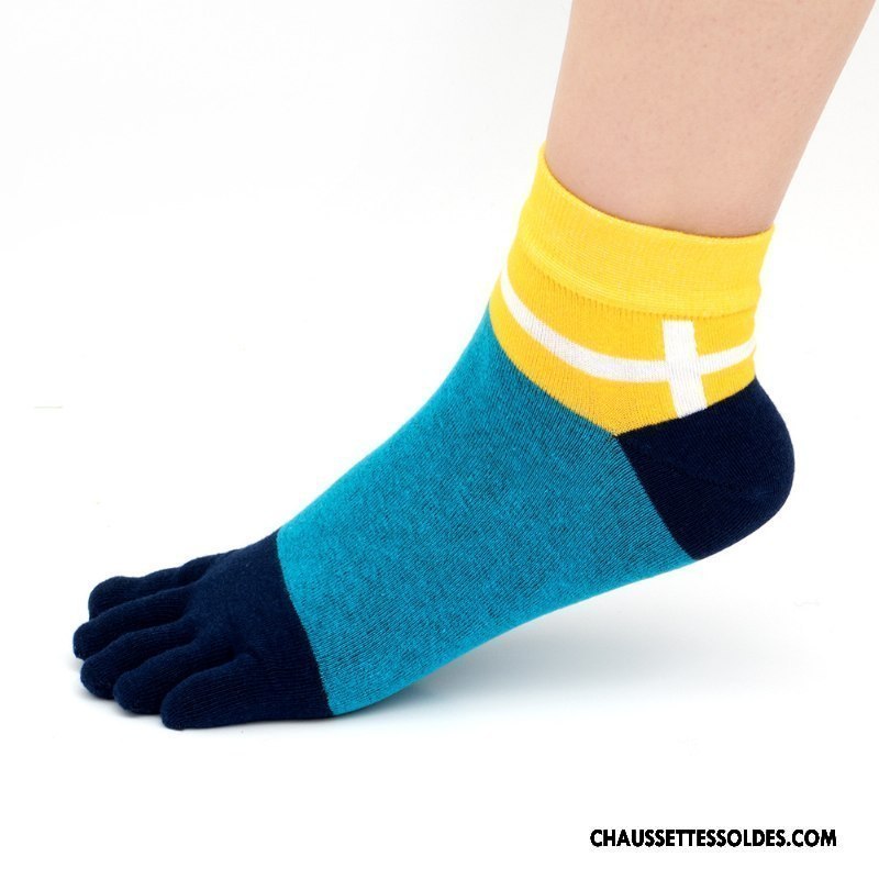 Chaussettes Courtes Homme Chaussettes En Coton Absorber La Sueur Toutes Les Saisons Mode Cinq Doigts Couleurs Mixtes Coloré