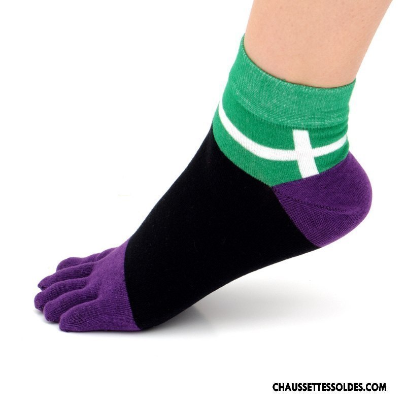 Chaussettes Courtes Homme Chaussettes En Coton Absorber La Sueur Toutes Les Saisons Mode Cinq Doigts Couleurs Mixtes Coloré