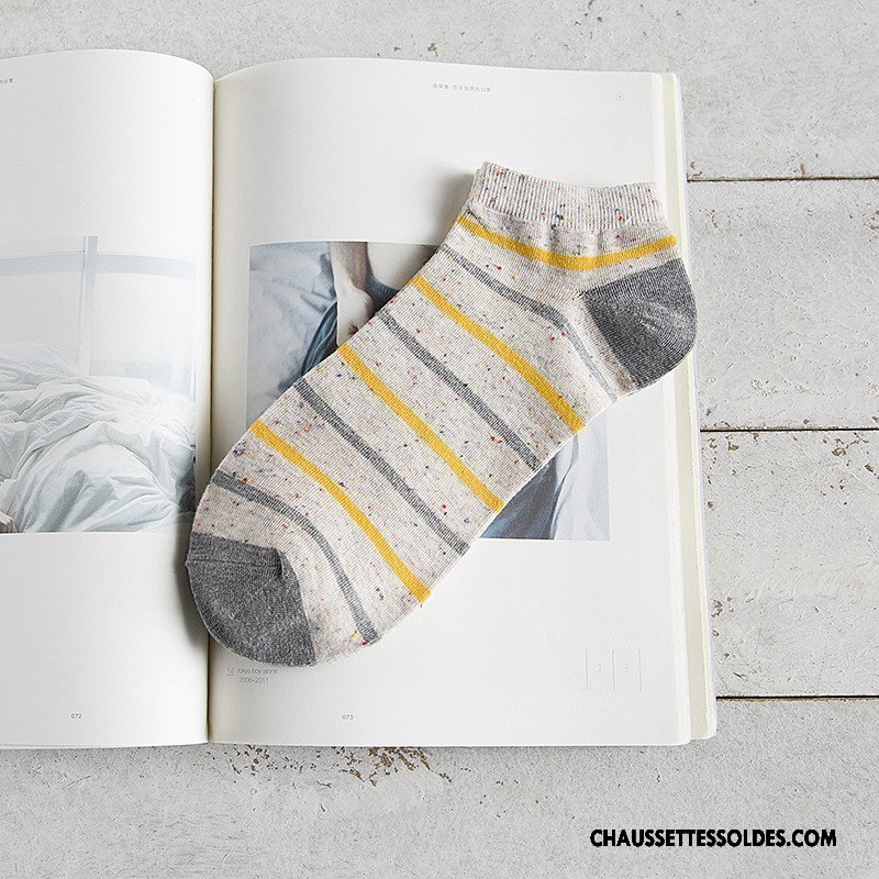 Chaussettes Courtes Homme Chaussettes En Coton Chaussette Basse Coupée Casual Rayé Nouvelles Arrivées Yarn Coloré