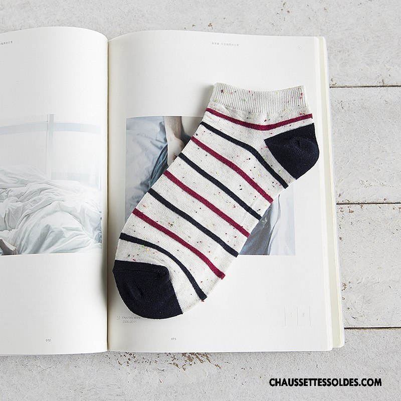 Chaussettes Courtes Homme Chaussettes En Coton Chaussette Basse Coupée Casual Rayé Nouvelles Arrivées Yarn Coloré
