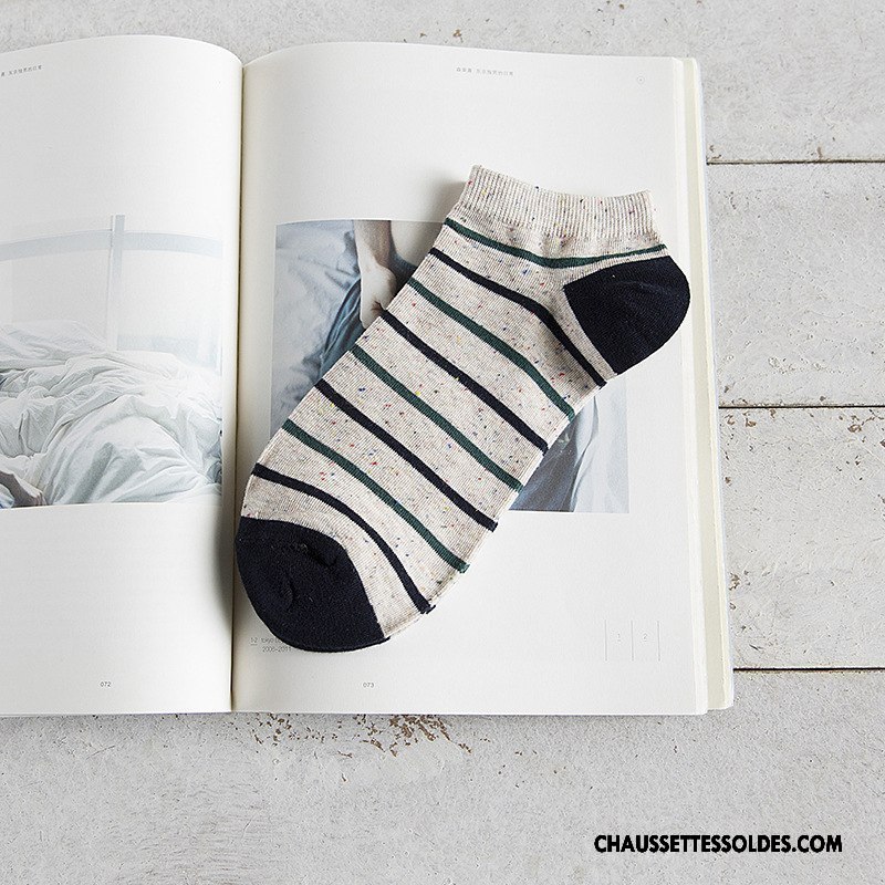Chaussettes Courtes Homme Chaussettes En Coton Chaussette Basse Coupée Casual Rayé Nouvelles Arrivées Yarn Coloré