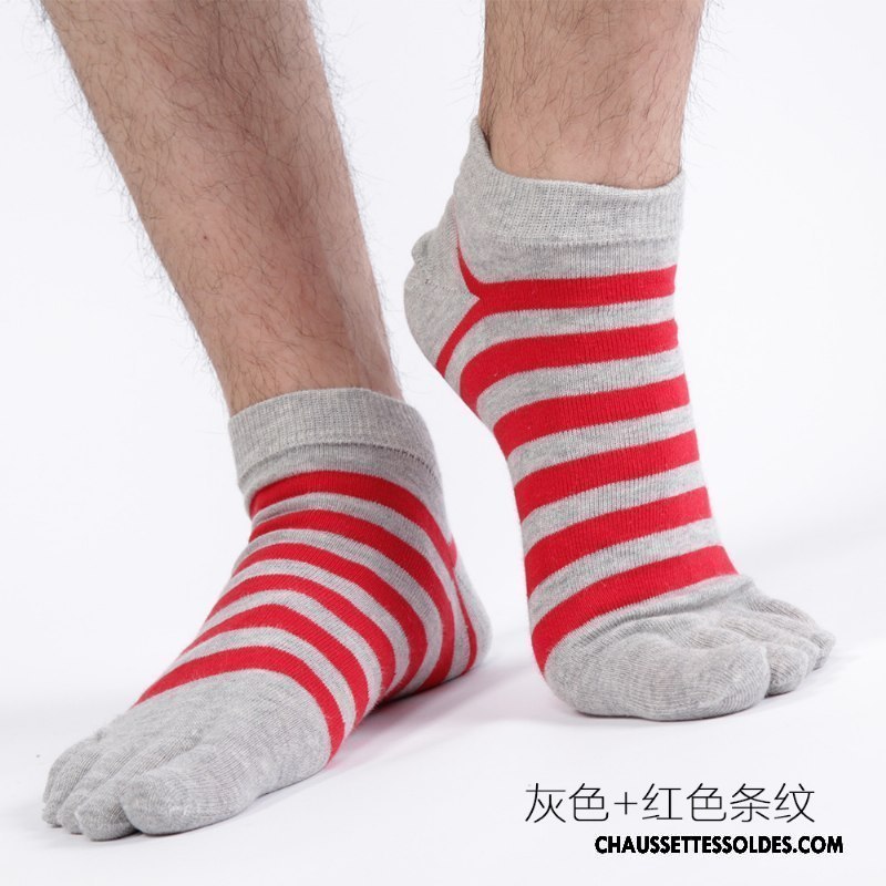 Chaussettes Courtes Homme Chaussettes En Coton Cinq Doigts Simple Milieu Absorber La Sueur Rayé Violet