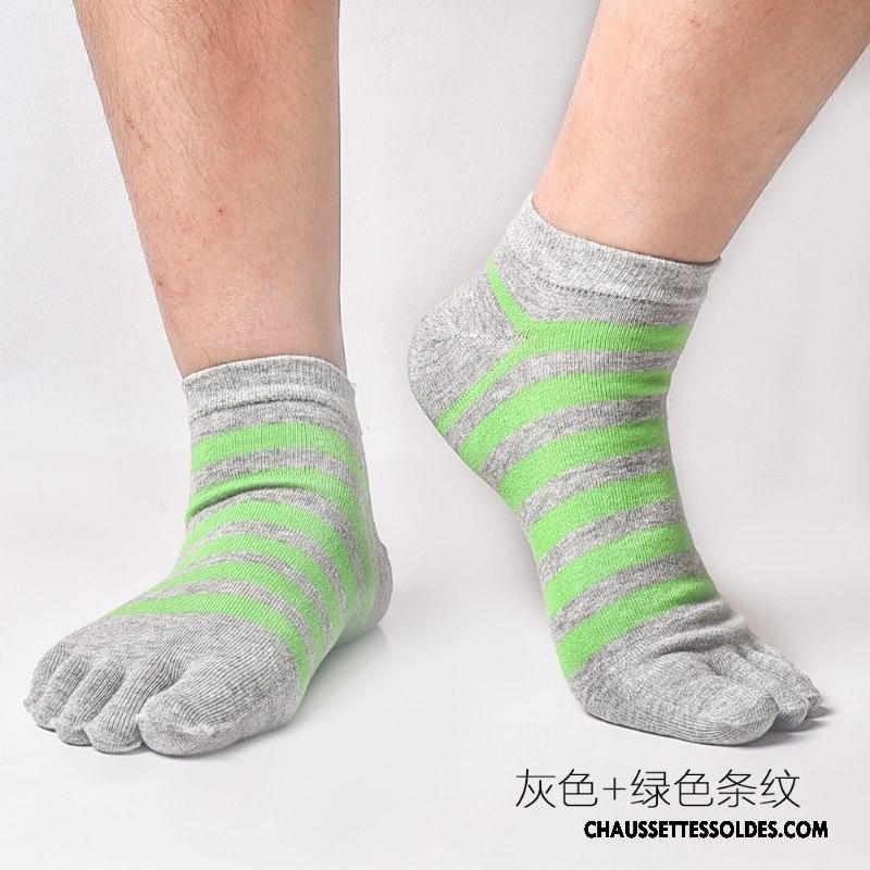 Chaussettes Courtes Homme Chaussettes En Coton Cinq Doigts Simple Milieu Absorber La Sueur Rayé Violet